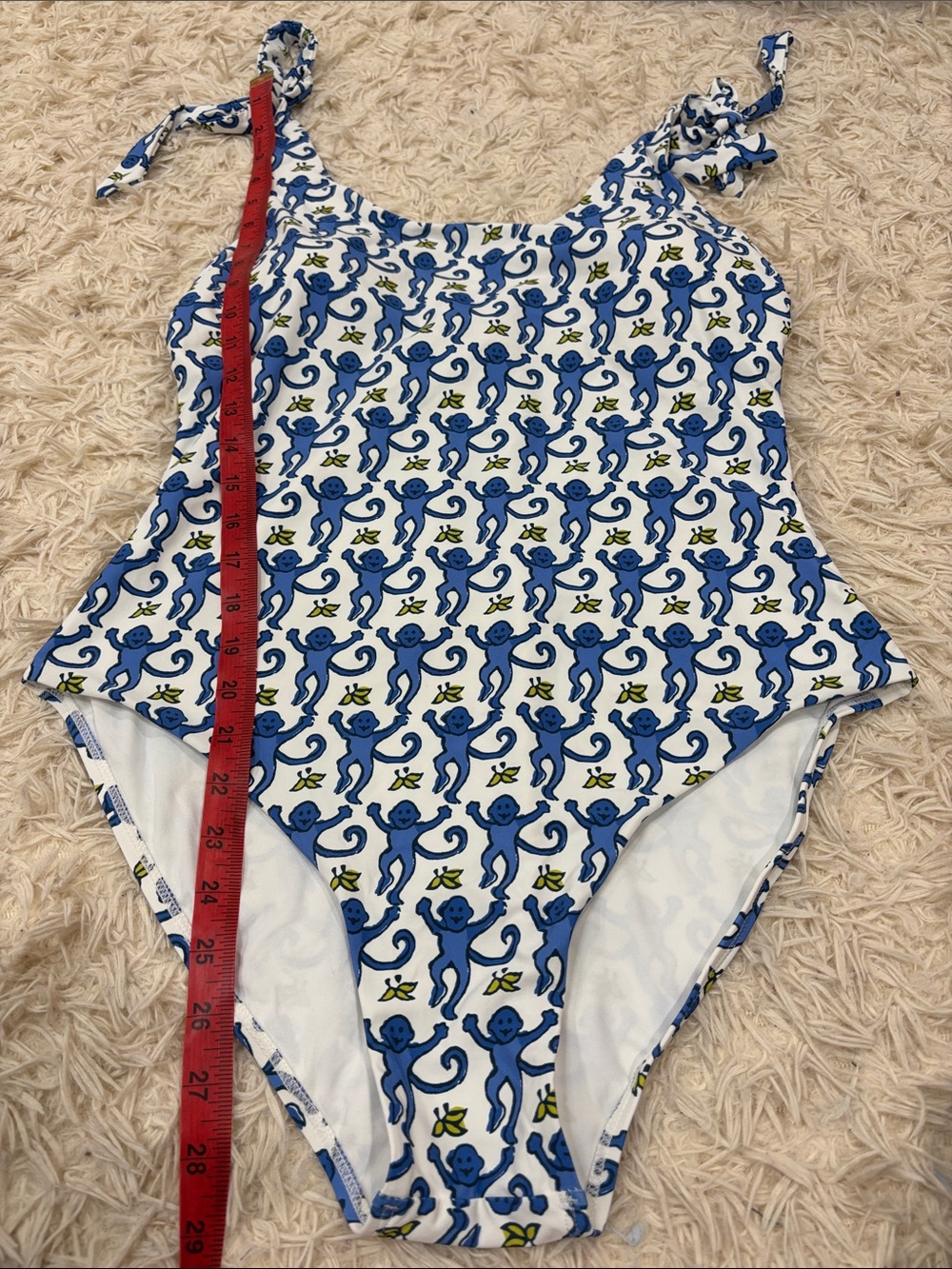 Roller Rabbit Blue and White Monkey Print One-Piece Swimsuit - Picture 7 of 9